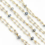 Load image into Gallery viewer, Coated Labradorite Double Gold Plated Connected Wire Chain. CLB75