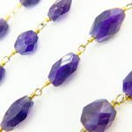 Load image into Gallery viewer, Amethyst Oval Faceted Shape Gold Plated Wire Chain. AME15