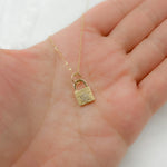 Load image into Gallery viewer, 14K Solid Gold Lock Charm with Diamond Star in the Center. GDP388