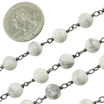 Load image into Gallery viewer, Howlite Gemstone Round Shape Chain. HO1

