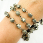 Load image into Gallery viewer, Pyrite Cube Shape Oxidized Wire Chain. PYR13