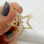 Load image into Gallery viewer, 14K Solid Gold Diamonds Double Star Charm. GDP79