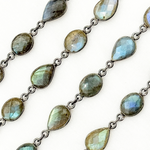 Load image into Gallery viewer, Labradorite Pear & Oval Shape Bezel Oxidized Wire Chain. LAB117