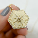 Load image into Gallery viewer, 14k Solid Gold Diamond Hexagon Charm. GDP500