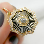 Load image into Gallery viewer, KSG55. 14k Solid Gold and Sterling Silver Black Rhodium Diamonds Shape Charm