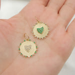 Load image into Gallery viewer, 14k Solid Gold Diamond and Emerald Circle Heart Charm. GDP650