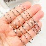 Load image into Gallery viewer, Coated Peach Moonstone & CZ Oxidized Wire Chain. CMS65