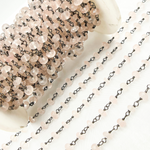 Load image into Gallery viewer, Rose Quartz Oxidized 925 Sterling Silver Wire Chain. RQ7