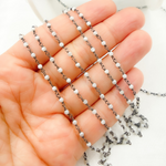 Load image into Gallery viewer, White Moonstone Oxidized Wire Chain. WMS26