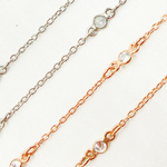Load image into Gallery viewer, Cubic Zirconia Round 3mm Shape Connector With Chain Between. CZ11