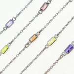 Load image into Gallery viewer, Multi Color Cubic Zirconia Rectangular Shape Connected Chain. CZ46