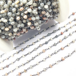 Load image into Gallery viewer, Coated Multi Moon stone Black Rhodium 925 Sterling Silver Wire Chain. CMS51