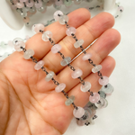 Load image into Gallery viewer, Morganite & Aquamarine Oxidized Wire Chain. MRG3