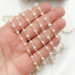 Load image into Gallery viewer, Freshwater Pearl Round Shape 925 Sterling Silver Wire Chain Gemstone