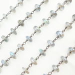Load image into Gallery viewer, Coated Labradorite Rondel Smooth Oxidized Wire Chain. CLB49