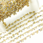 Load image into Gallery viewer, Coated Multi Moonstone Cluster Dangle Gold Plated Wire Chain. CMS42