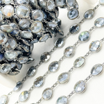 Load image into Gallery viewer, Coated Labradorite Round Shape Bezel Oxidized Wire Chain. CLB7