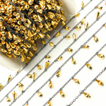 Load image into Gallery viewer, Golden Pyrite Drop Dangle Oxidized Wire Chain. PYR27