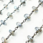 Load image into Gallery viewer, Coated Labradorite Rondel Smooth Oxidized Wire Chain. CLB49