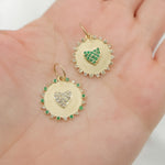 Load image into Gallery viewer, 14k Solid Gold Diamond and Emerald Circle Heart Charm. GDP650