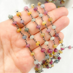 Load image into Gallery viewer, Multi Sapphire Smooth Oxidized Wire Chain. MSA22