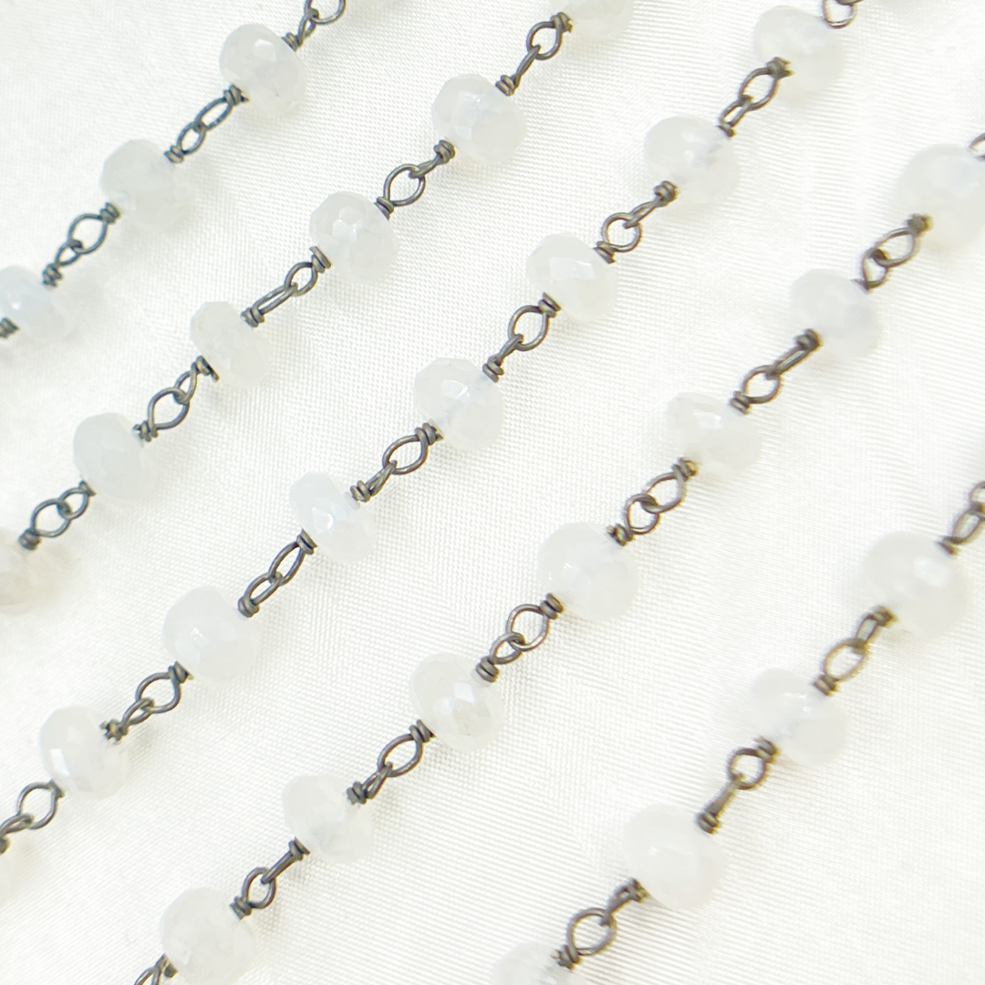 Coated Natural Chalcedony Oxidized Wire Chain. CNC1