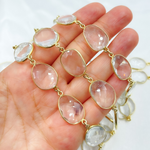 Load image into Gallery viewer, Crystal Organic Shape Bezel Gold Plated Wire Chain. CR9