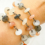Load image into Gallery viewer, Multi Moonstone Oxidized Wire Chain.