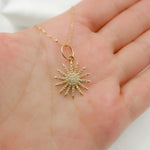 Load image into Gallery viewer, 14K Solid Gold Diamond Sun Charm. GDP482