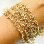 Load image into Gallery viewer, Multi Moonstone Cluster Dangle Gold Plated Wire Chain. MMS22