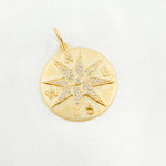 Load image into Gallery viewer, 14k Solid Gold Diamond Medallion Compass Charm. CGDP12