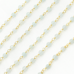 Load image into Gallery viewer, Coated Milky Aquamarine Gold Plated Wire Chain. AQU25
