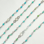 Load image into Gallery viewer, Chrysocolla and C.Z. Oxidized Wire Chain. CSO7