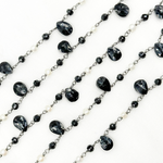 Load image into Gallery viewer, Black Spinel & Pearl Oxidized Wire Chain. PRL13