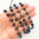 Load image into Gallery viewer, Coated Black Spinel Oxidized 925 Sterling Silver Wire Chain.