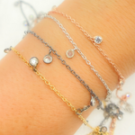 Load image into Gallery viewer, Cubic Zirconia Round 3mm Shape Dangle Chain.