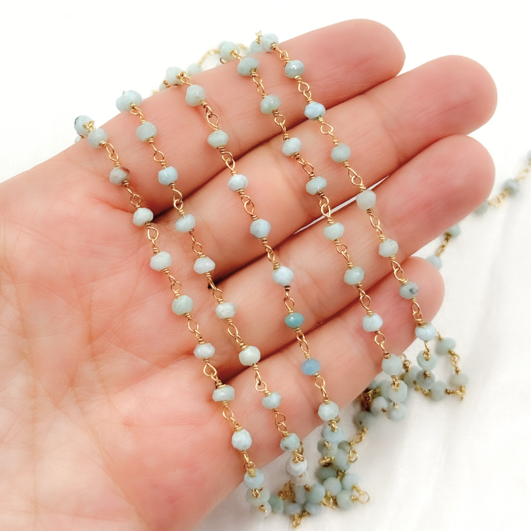 Larimar Gold Plated Wire Chain. LAR1