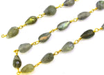 Load image into Gallery viewer, Labradorite Tear Drop Gold Plated 925 Sterling Silver Wire Chain. LAB5