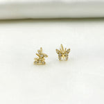 Load image into Gallery viewer, ER412615Y. 14k Solid Gold Diamond Butterfly Stud Earrings