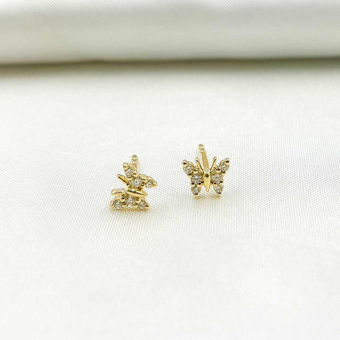14k Solid Gold Diamond Butterfly Stud Earrings. ER412615Y