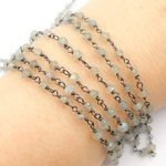 Load image into Gallery viewer, Coated Moonstone Black Rhodium 925 Sterling Silver Wire Chain. CMS52