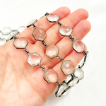 Load image into Gallery viewer, Crystal Hexagon Shape Bezel Oxidized Wire Chain. CR2