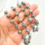 Load image into Gallery viewer, Coated Labradorite Round Shape Oxidized Wire Chains