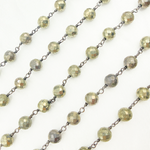 Load image into Gallery viewer, Pyrite Faceted Round Shape Oxidized Wire Chain. PYR47