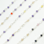 Load image into Gallery viewer, Multi Color Cubic Zirconia 925 Sterling Silver Wire Wrap Chain. MCZ12