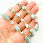Load image into Gallery viewer, Larimar Gold Plated Wire Chain. LAR2