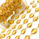 Load image into Gallery viewer, Hydro Quartz Pear Shape Bezel Gold Plated 925 Sterling Silver Wire Chain. HQ4