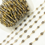 Load image into Gallery viewer, Smoky Quartz Tear Drop Shape Gold Plated Wire Chain. SMQ12