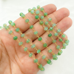 Load image into Gallery viewer, Buy Chrysoprase Gemstone Faceted Rondels Wire Wrapped Chain