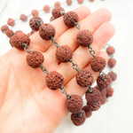 Load image into Gallery viewer, Wood Round Shape Oxidized Wire Chain.